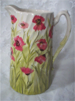 Large pitcher jug with poppies