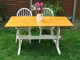 Pine Farmhouse Table and 6 chairs in cream - SOLD