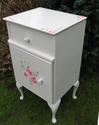 Beautiful White Bedside Cabinet with Roses - SOLD