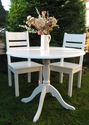 Set of table and chairs, painted in white and - SOLD