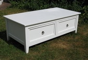 Beautiful white coffee table with two deep drawers - SOLD