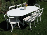 White extending dining table and chairs set - SOLD