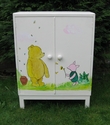 Child's cupboard/bookcase painted with Winnie the Pooh and friends - SOLD